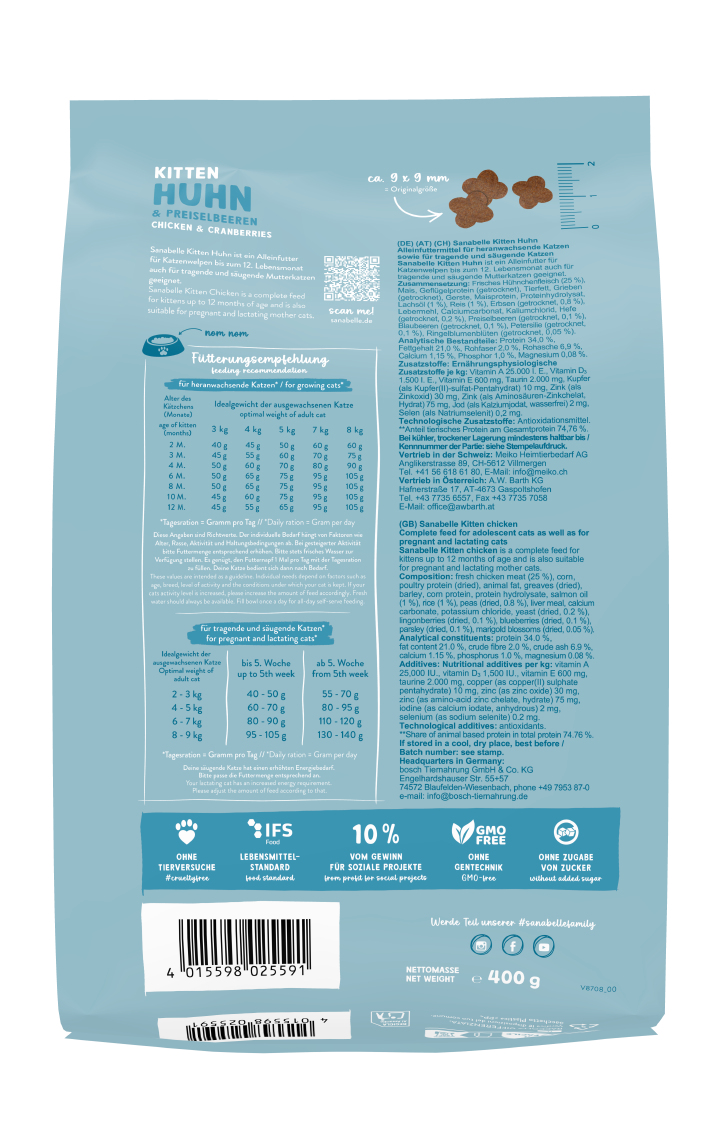 Sanabelle Katzen-Trockenfutter Kitten Huhn